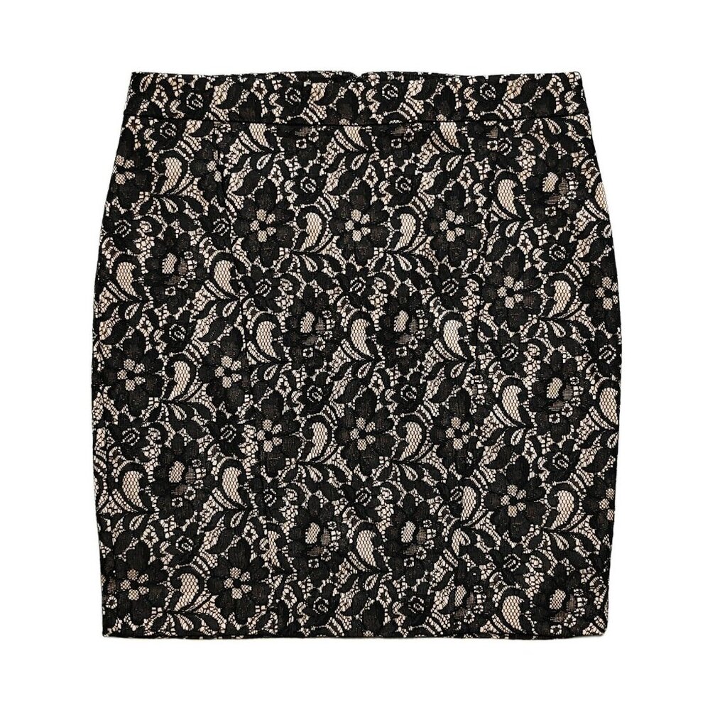 NWT EXPRESS Black Bonded Lace Mini Skirt Size 6 Womens Small New